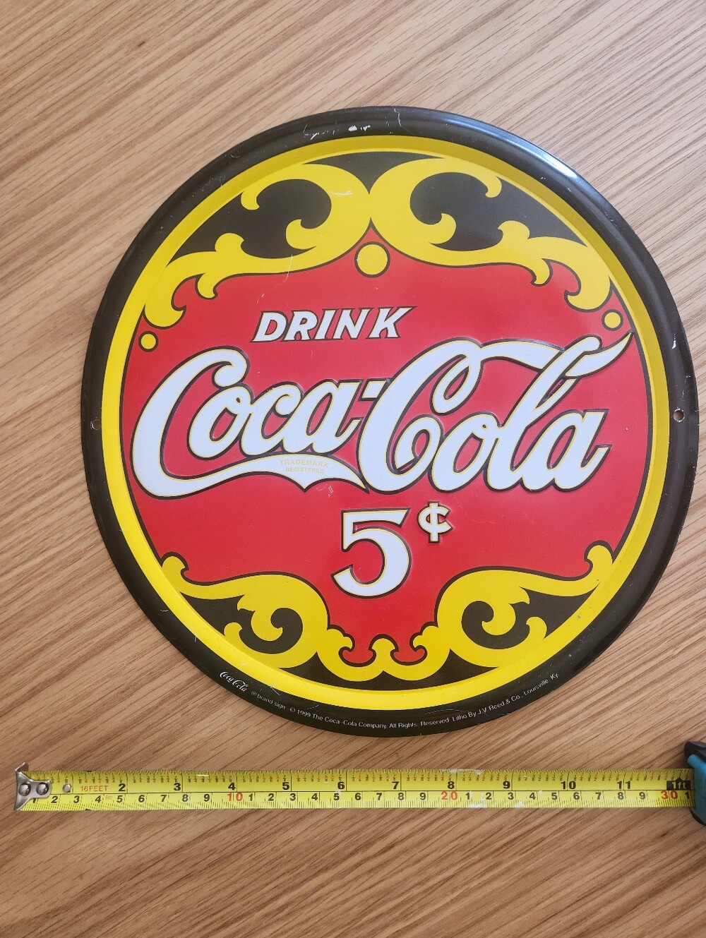 Coca Cola Red, Yellow & Black Round Metal Sign